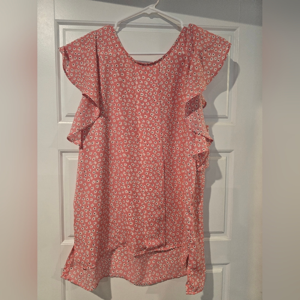 Bundle 5 Items For $15 Elle Red Floral Ruffle Sleeve Top